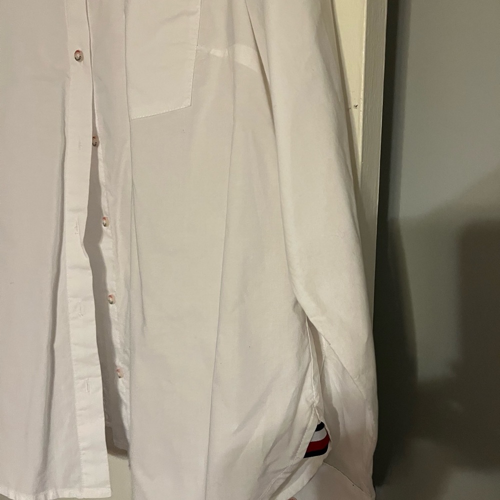 Tommy Hilfiger button down white cotton shirt.